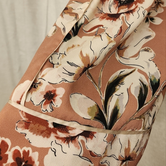 Zara Basic Collection Crop, Hi Rise Lounge Pants, Sz Lg Waist 16.5 Floral Rose - Picture 6 of 7